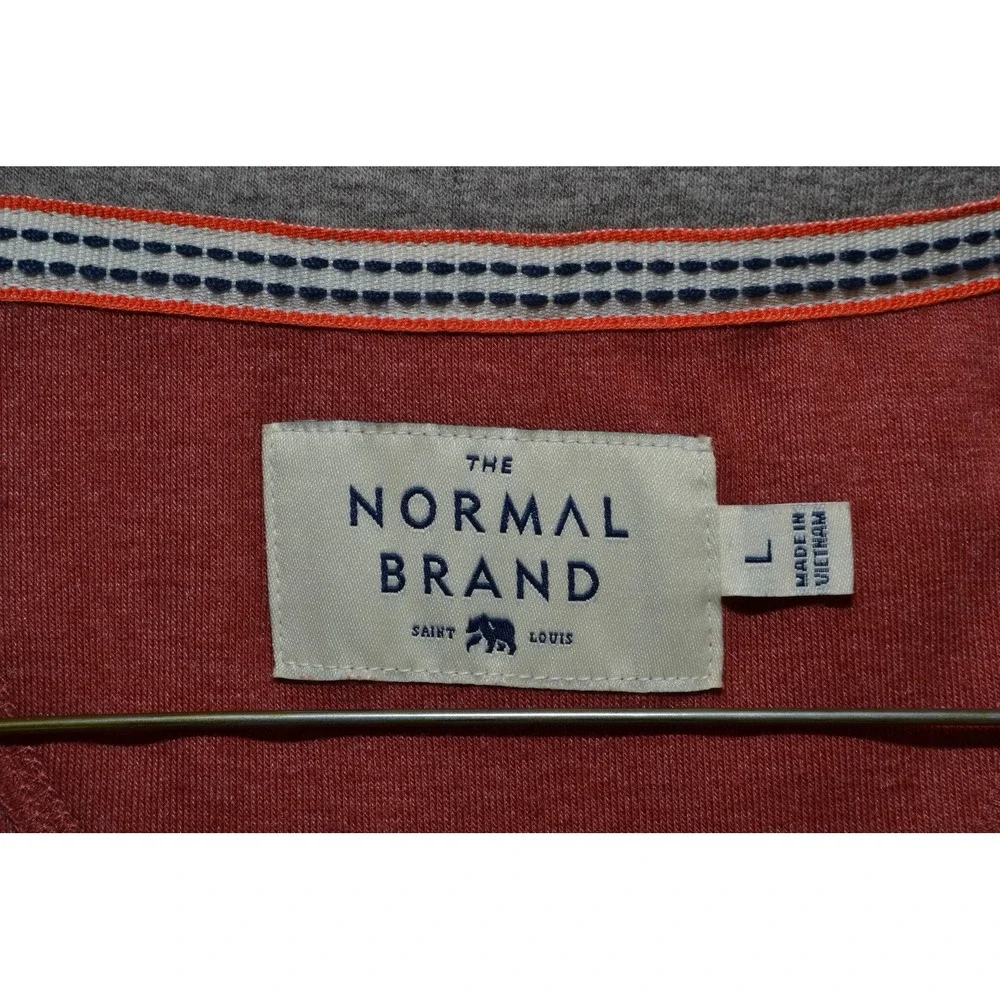 The Normal Brand Sweater‎ Mens Large Red Quarter Zip Mock Neck Long Sleeve